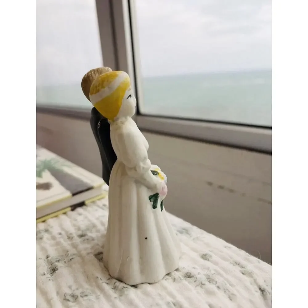 Vintage Porcelain Bride and Groom Wedding Cake Topper